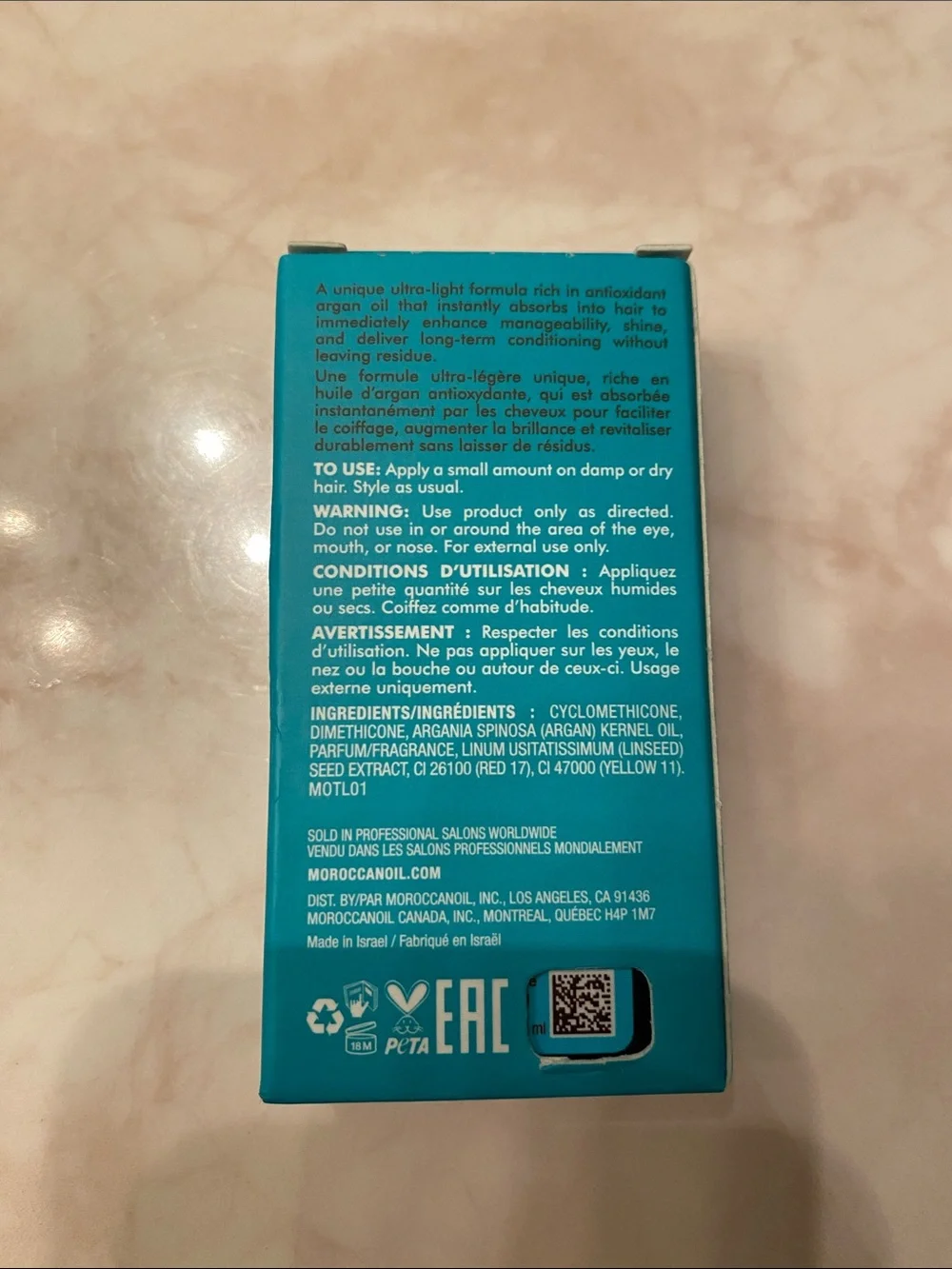 Moroccanoil Light Treatment - Turquoise and White Packaging 0.85 fl.oz NWT